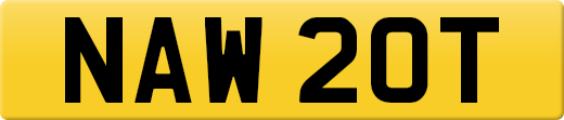 NAW 20T private number plate